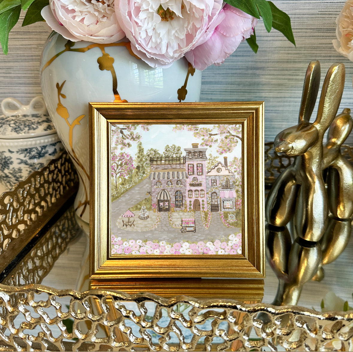 “Sweetheart Village" Framed Canvas Print
