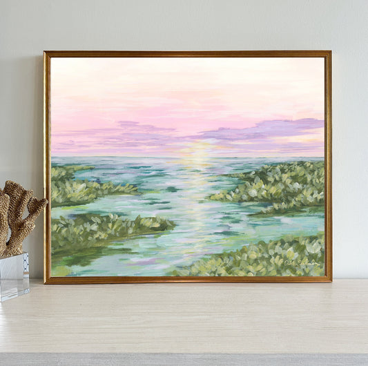 “Under a Pink Sky" Framed Canvas Print