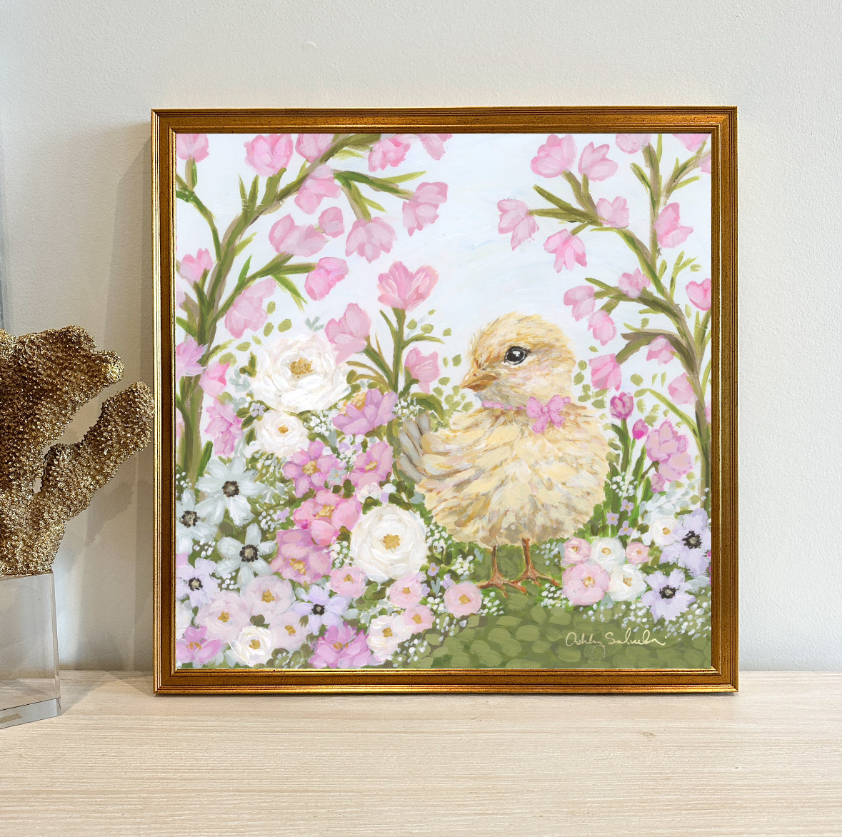“Little Chick’s Garden” Framed Canvas Print