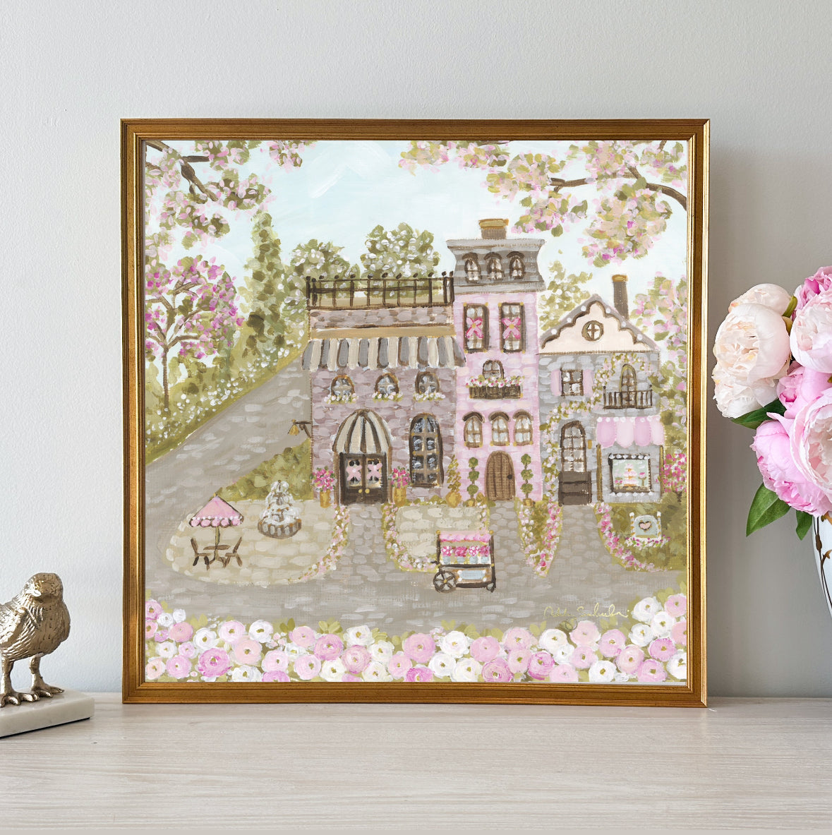 “Sweetheart Village" Framed Canvas Print