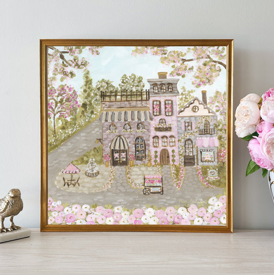“Sweetheart Village" Framed Canvas Print