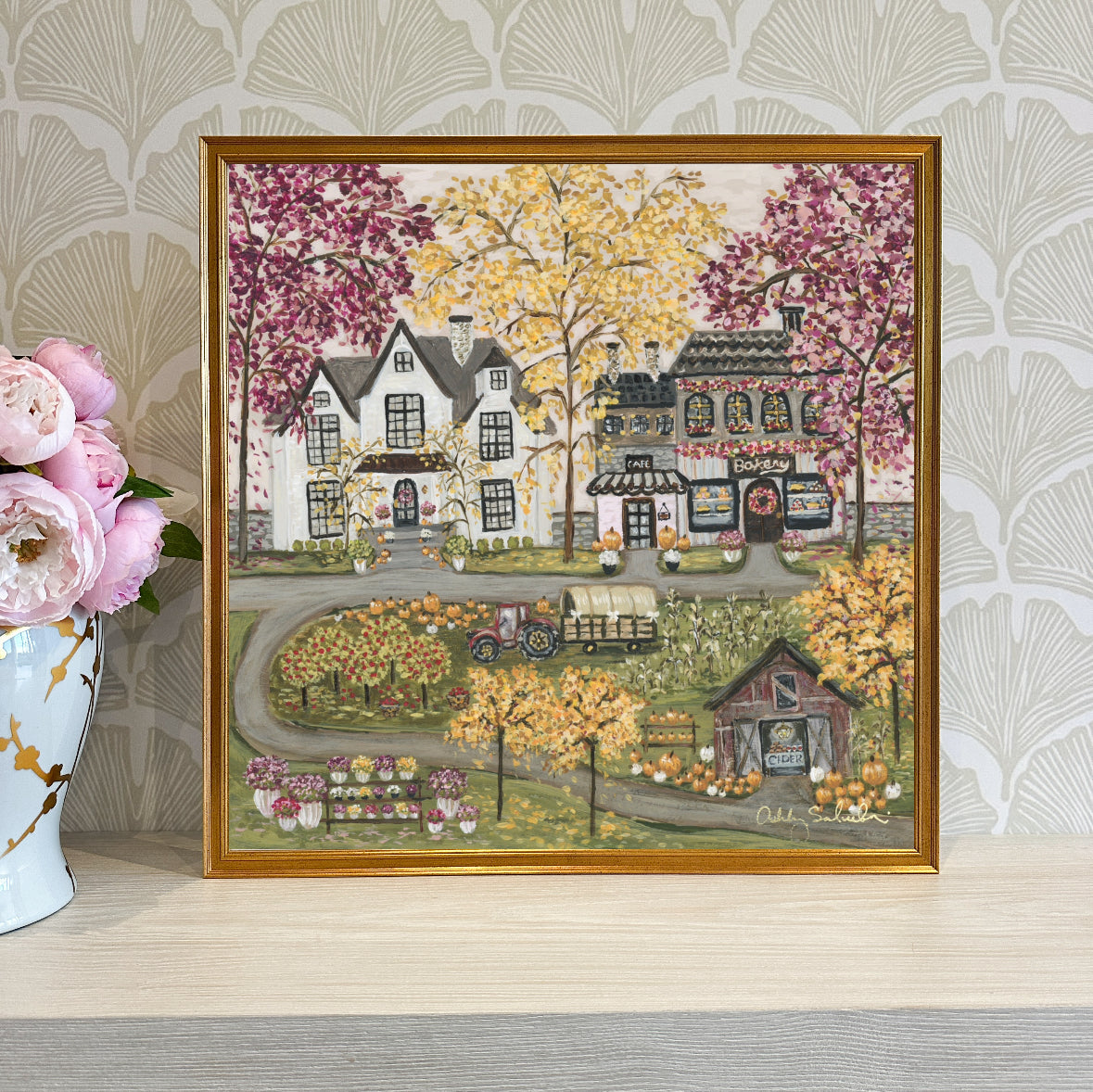 "Harvest Village" 24x24 Framed Canvas Print