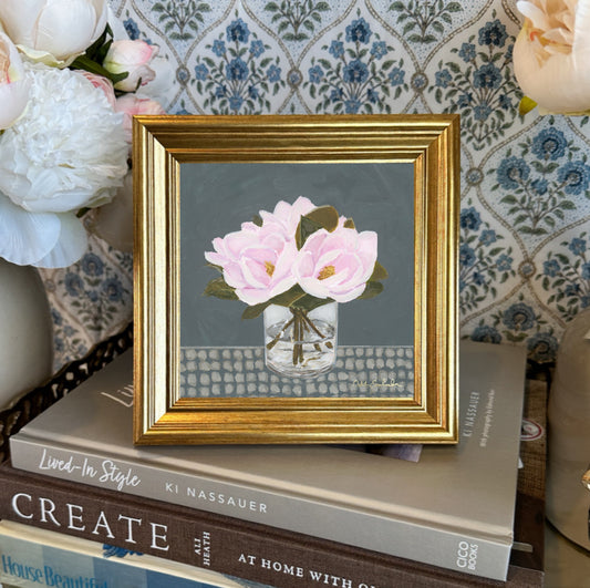 “Pink Magnolias" Framed Canvas Print