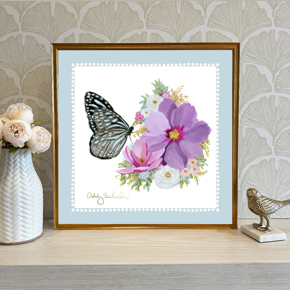 "Blue Monarch" Framed Canvas Print