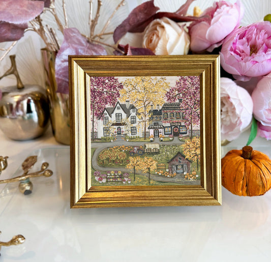 "Harvest Village" Framed Canvas Print