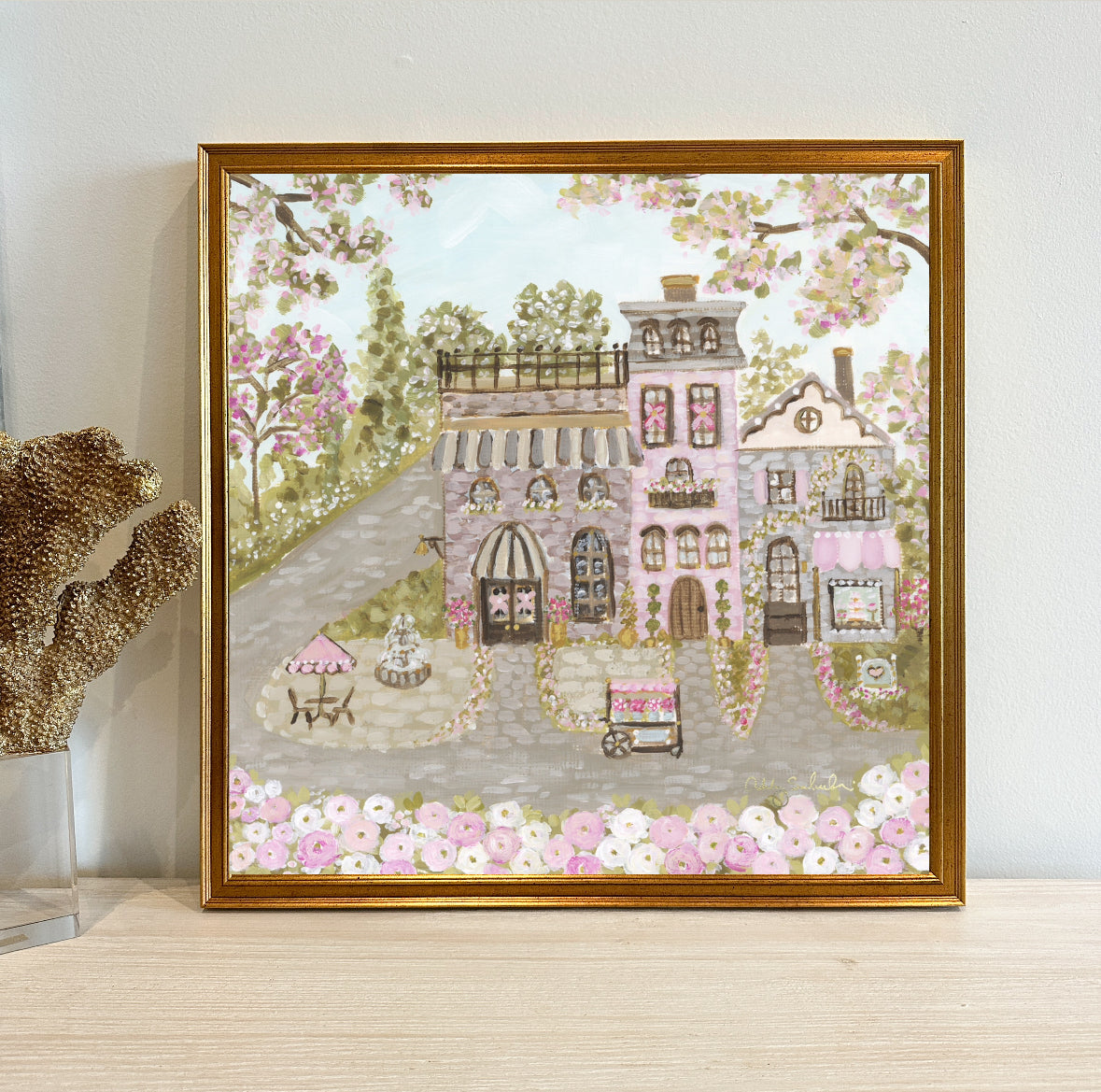 “Sweetheart Village" Framed Canvas Print
