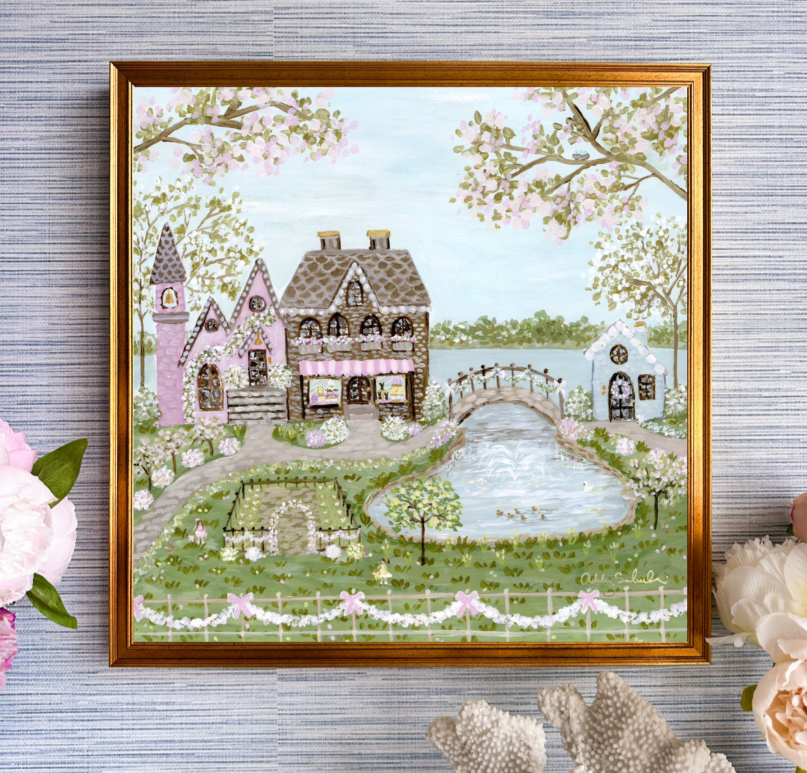 “Cottontail Village" Framed Canvas Print