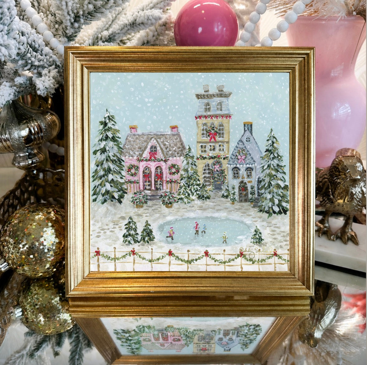 "Snowflake Village" Signature Canvas Print