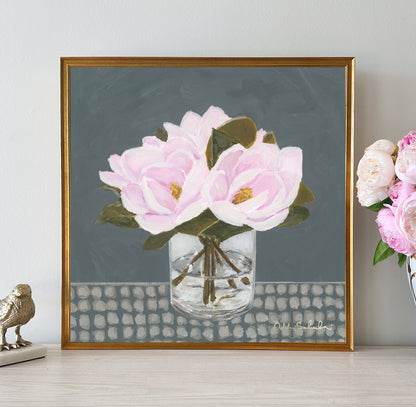 “Pink Magnolias" Framed Canvas Print