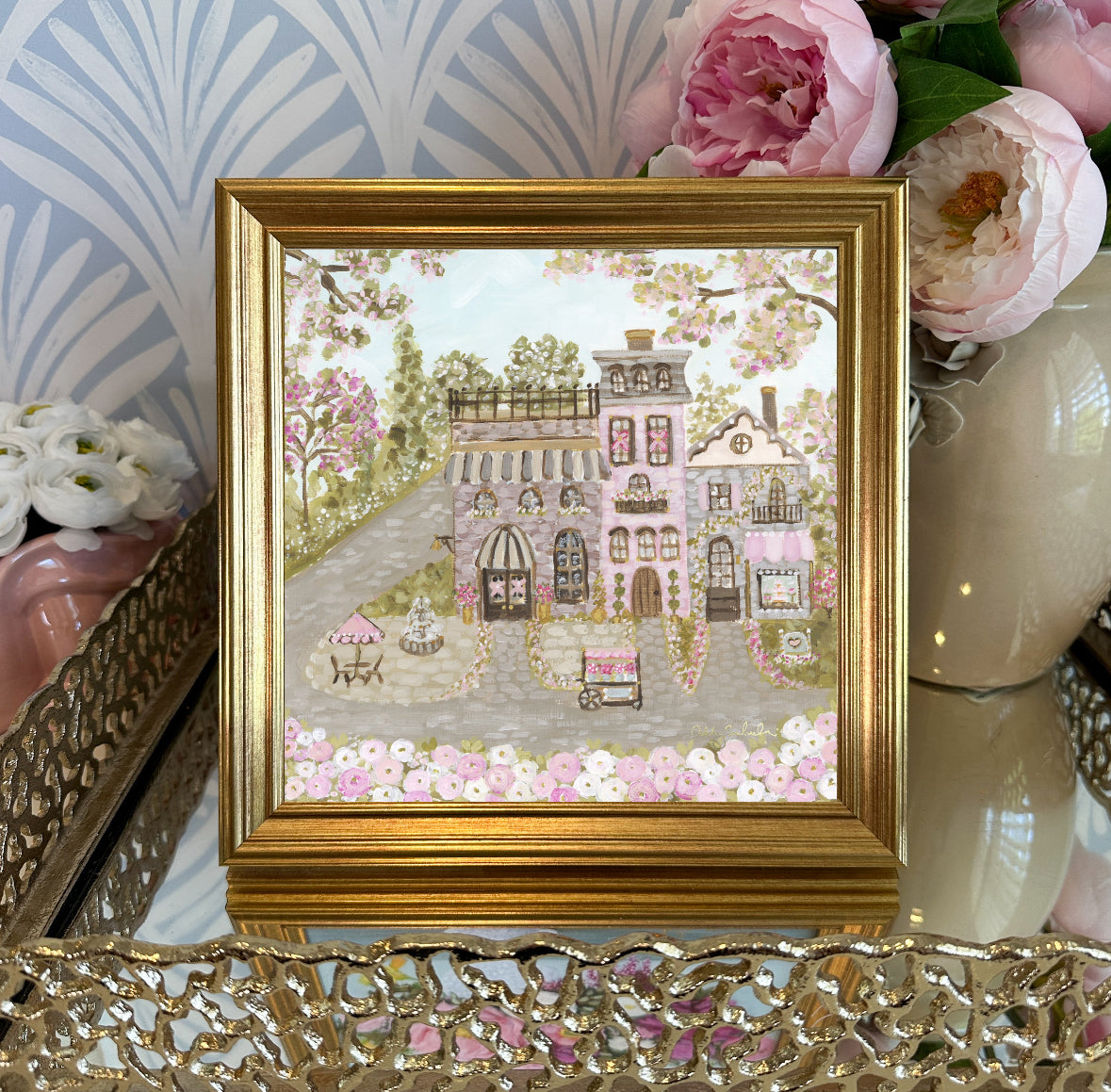 “Sweetheart Village" Framed Canvas Print