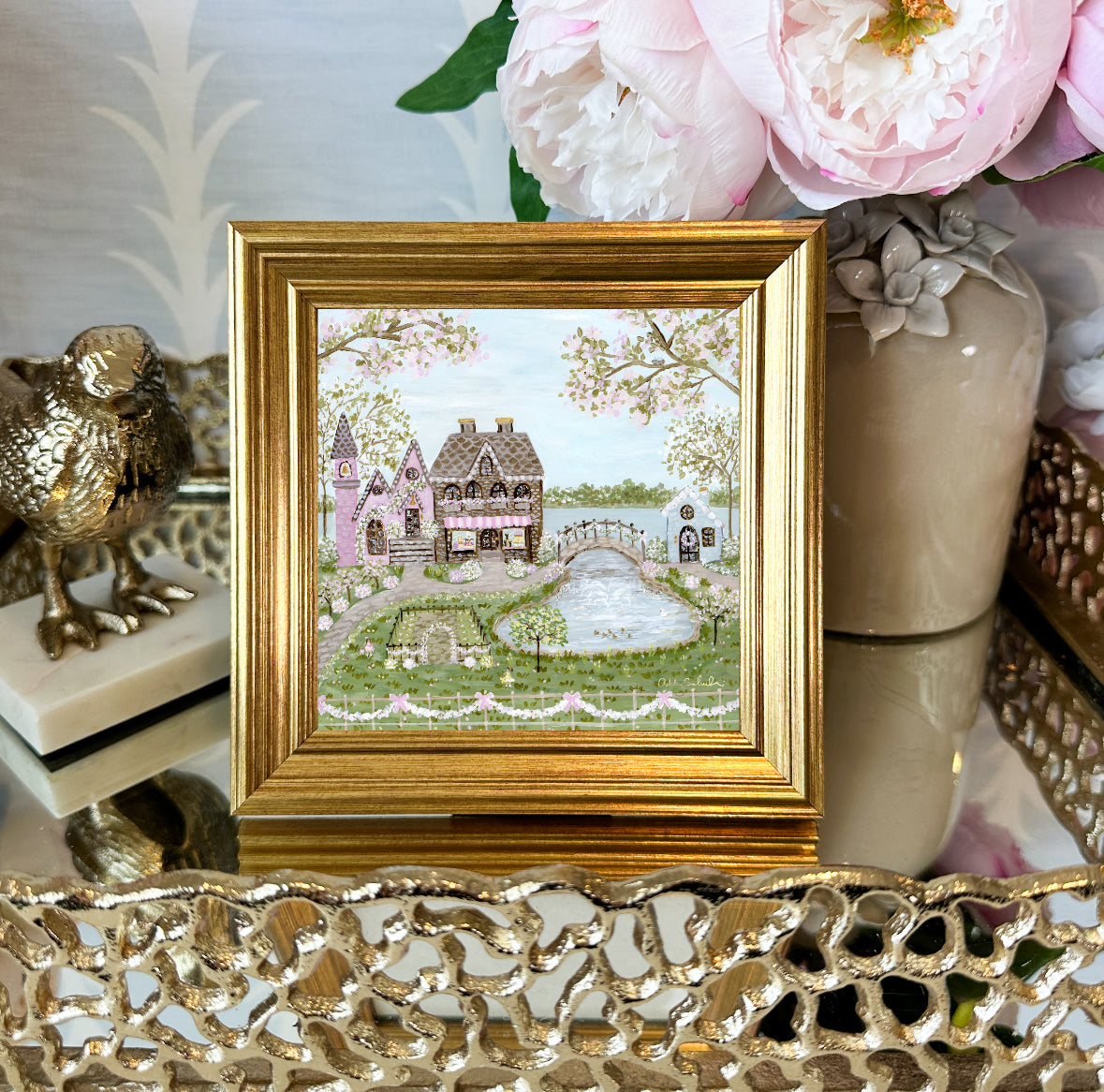 “Cottontail Village" Framed Canvas Print