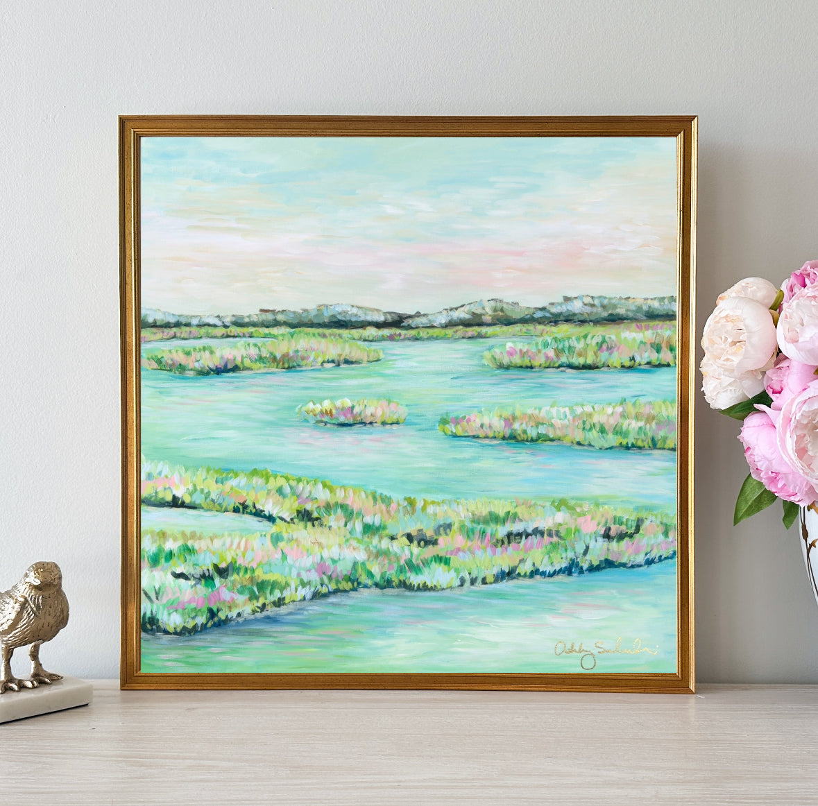 “Teal Waters" Framed Canvas Print