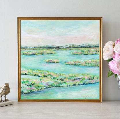 “Teal Waters" Framed Canvas Print