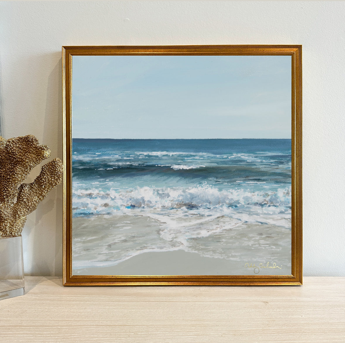 “Beautiful Blue Sea” Framed Canvas Print