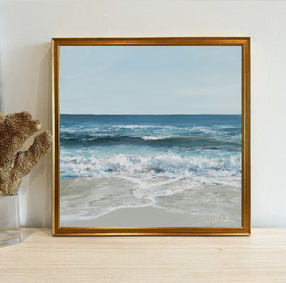 “Beautiful Blue Sea” Framed Canvas Print
