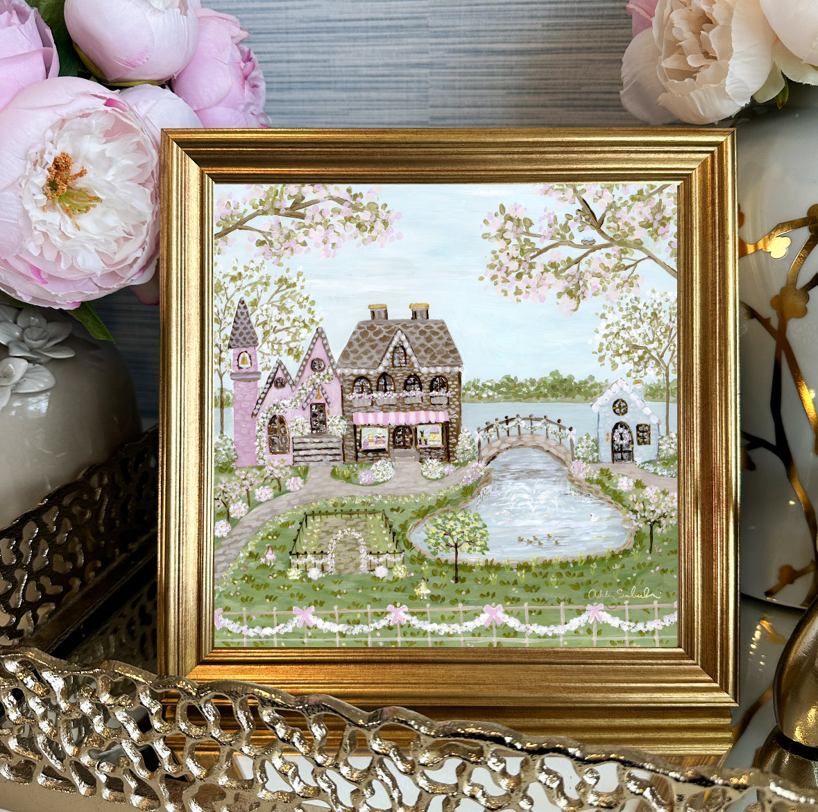 “Cottontail Village" Framed Canvas Print