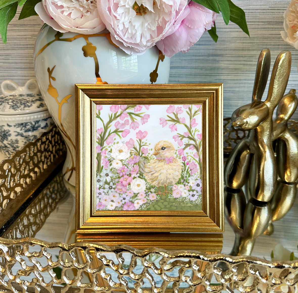 “Little Chick’s Garden” Framed Canvas Print