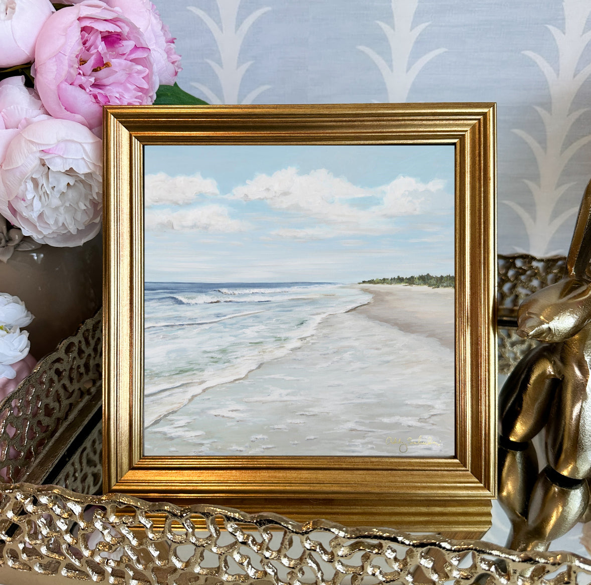 “Walk On The Beach" Framed Canvas Print