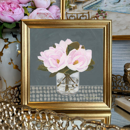 “Pink Magnolias" Framed Canvas Print