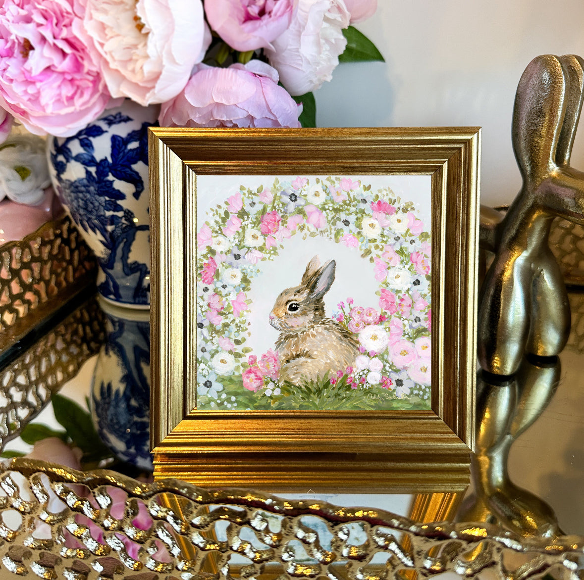 “Bun Bun’s Garden” Framed Canvas Print