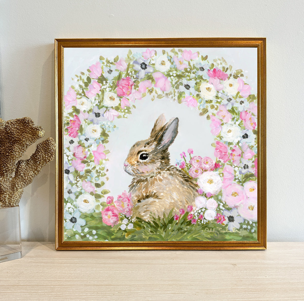 “Bun Bun’s Garden” Framed Canvas Print