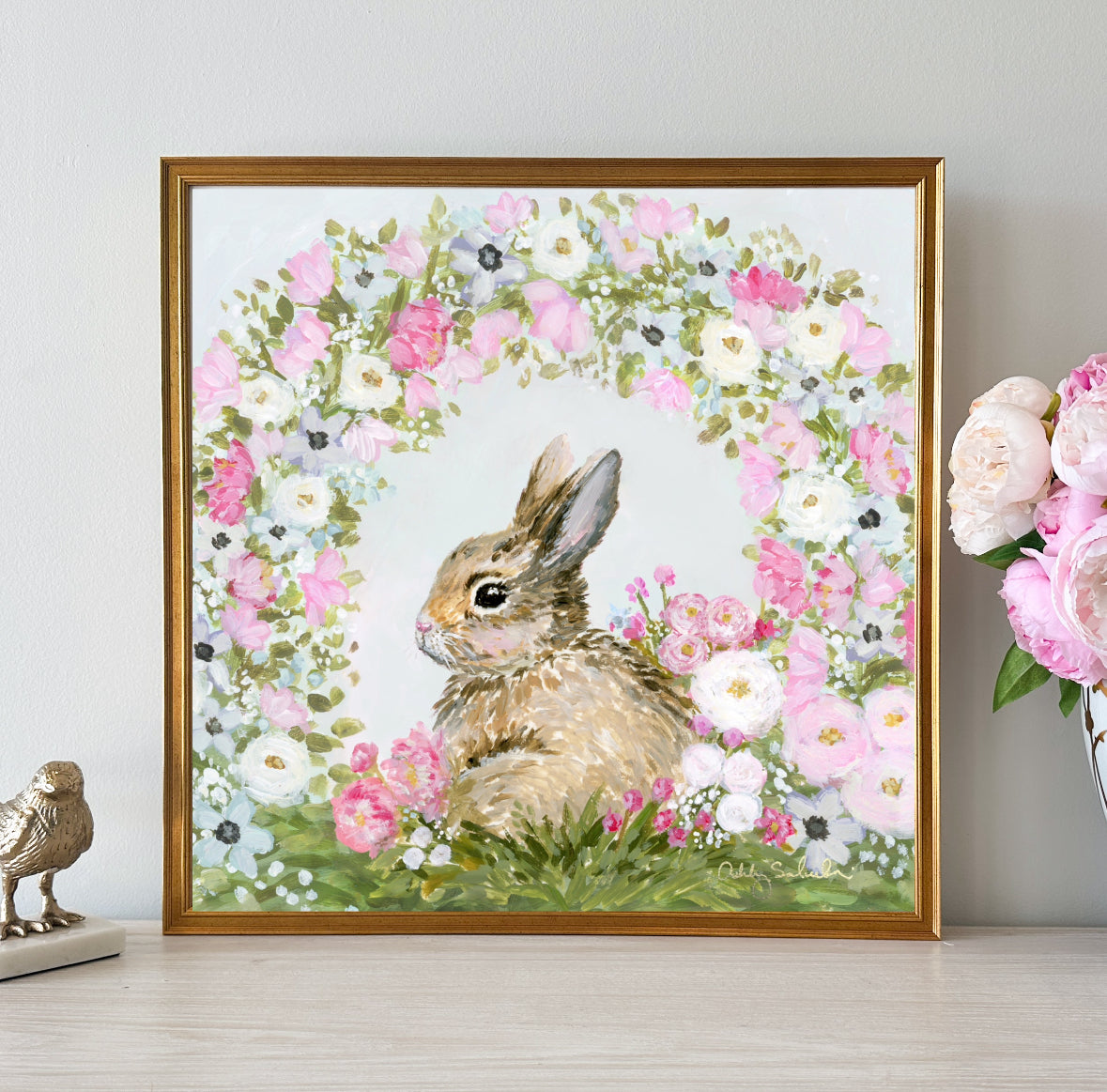 “Bun Bun’s Garden” Framed Canvas Print