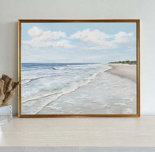 “Walk On The Beach" Framed Canvas Print