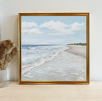 “Walk On The Beach" Framed Canvas Print