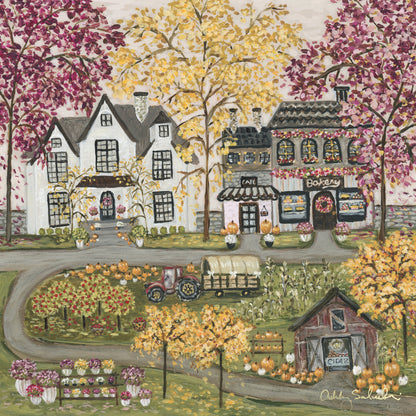 "Harvest Village" Framed Canvas Print