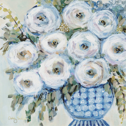 “French Blue Florals” - Set of 2 Framed Canvas Prints