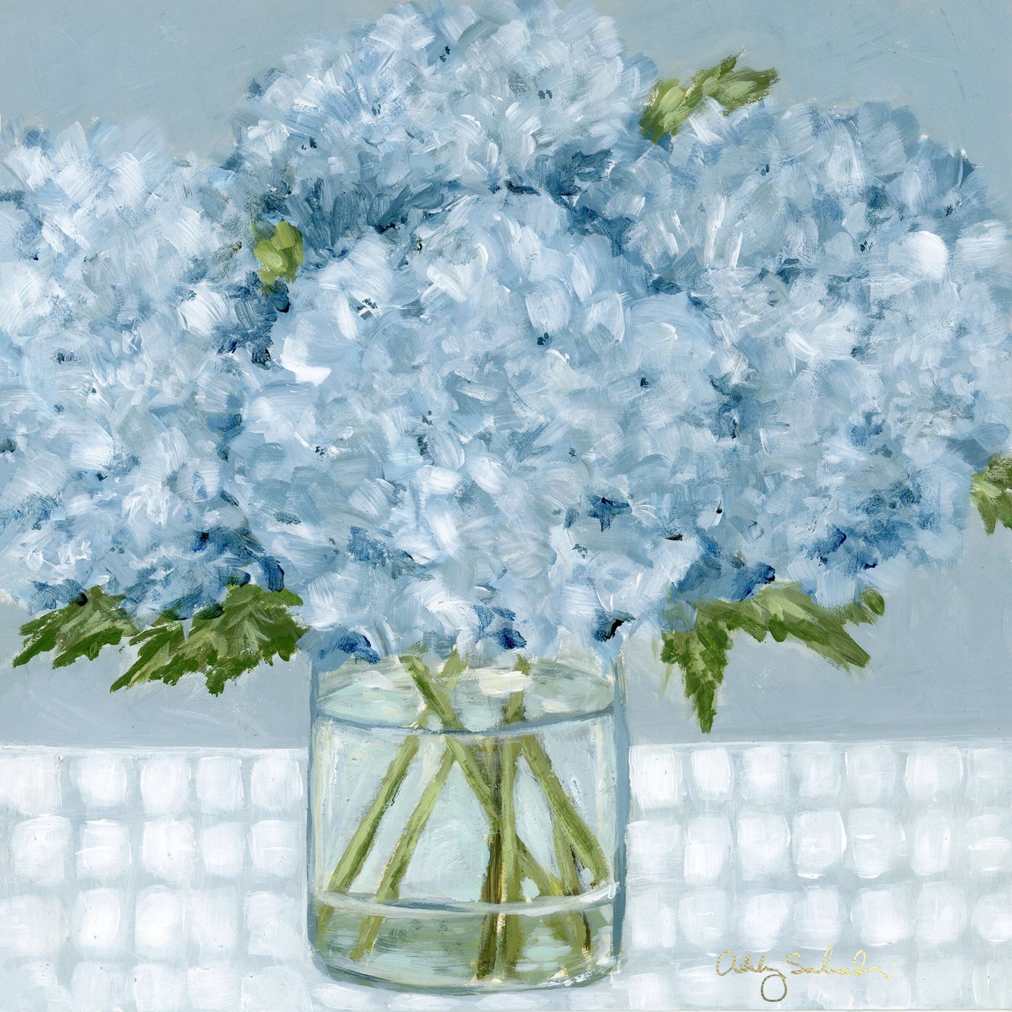 “French Blue Florals” - Set of 2 Framed Canvas Prints