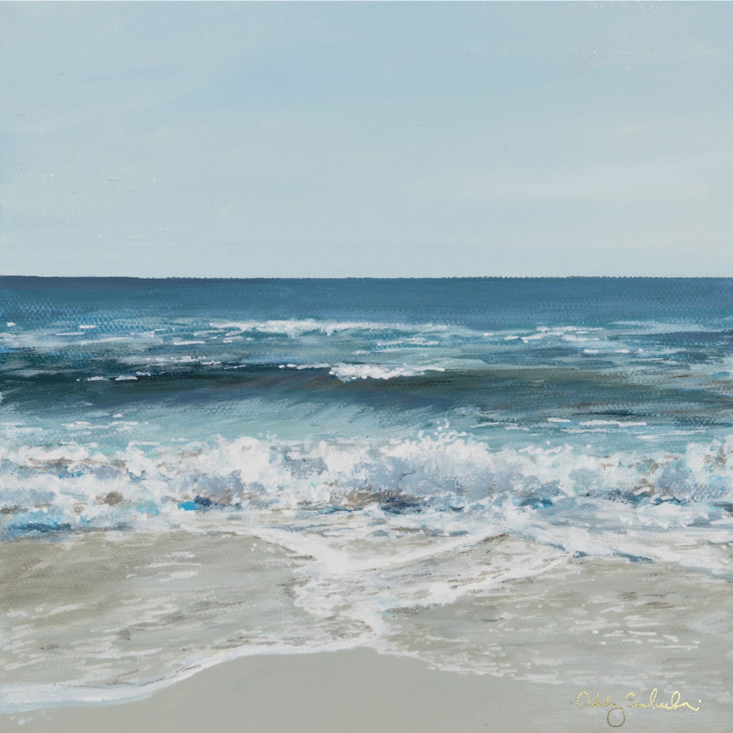 “Beautiful Blue Sea” Framed Canvas Print