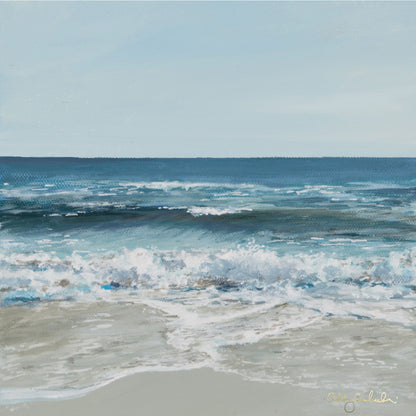 “Beautiful Blue Sea” Framed Canvas Print