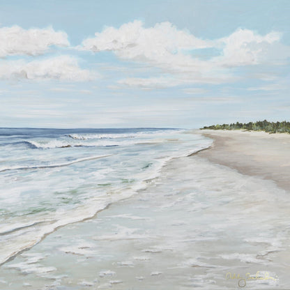 “Walk On The Beach" Framed Canvas Print