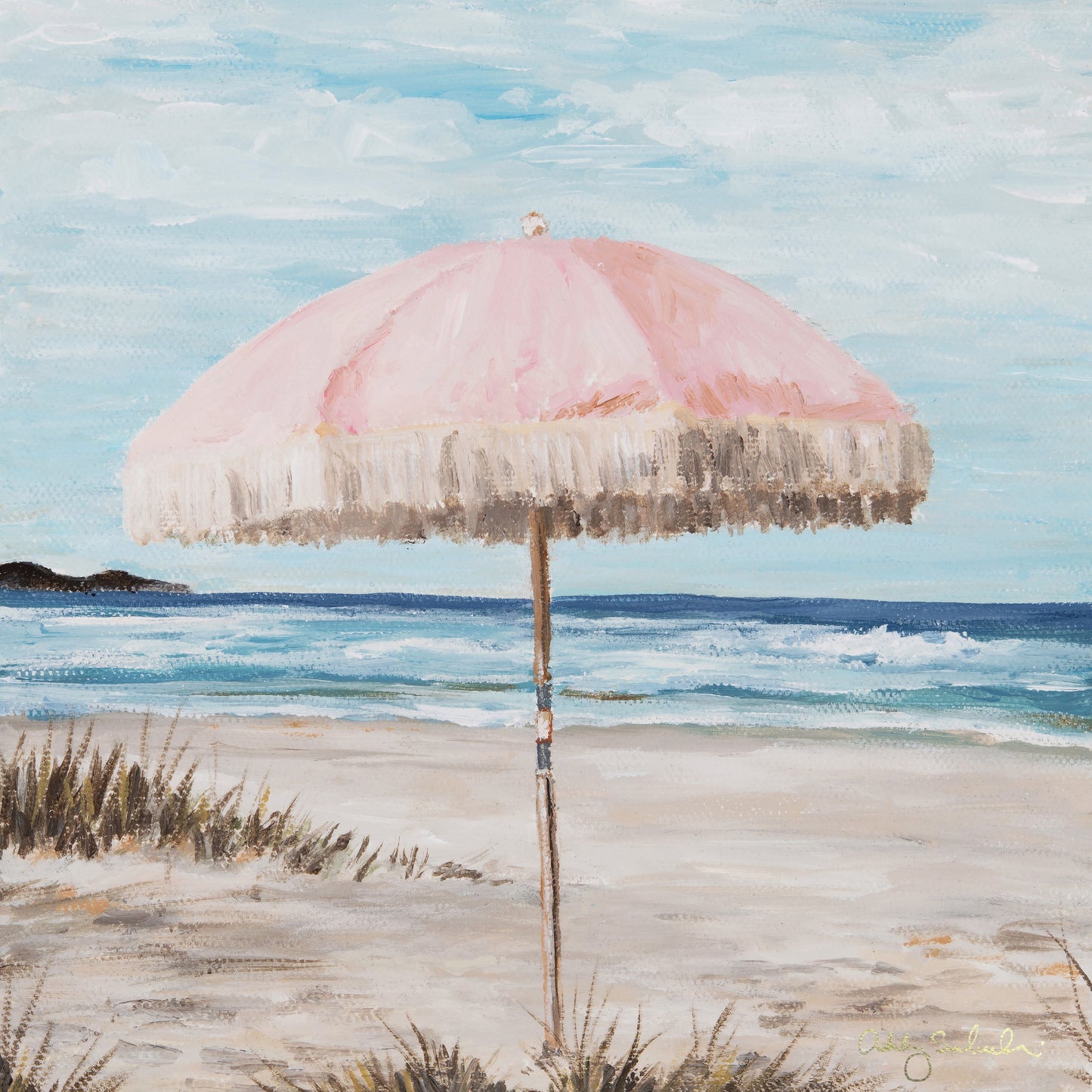 “Pretty Pink Umbrella” Framed Canvas Print