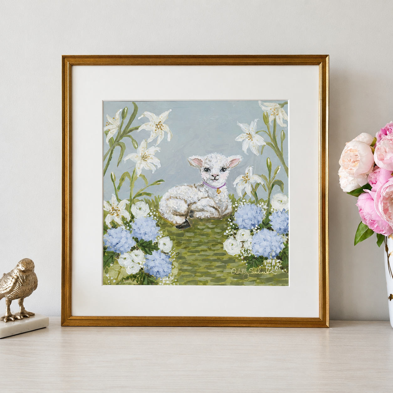 “Little Lambs Garden" Signature Canvas Print