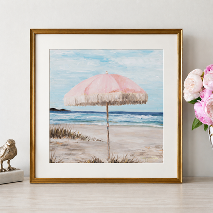 "Pretty Pink Umbrella" Signature Canvas Print