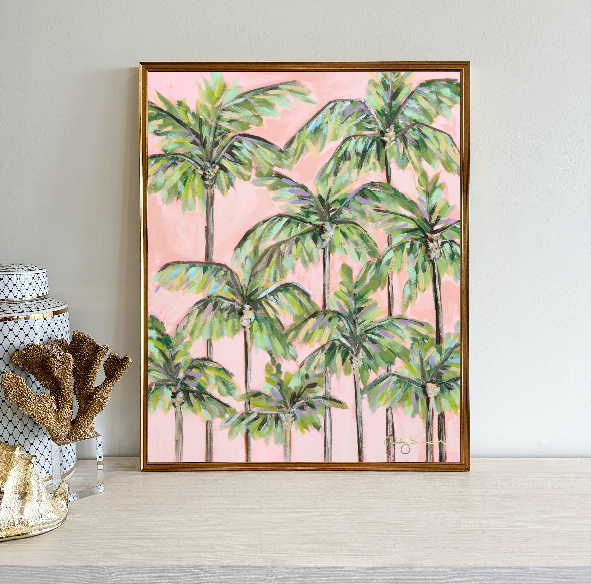 "Pretty Little Palms” Framed Canvas Print