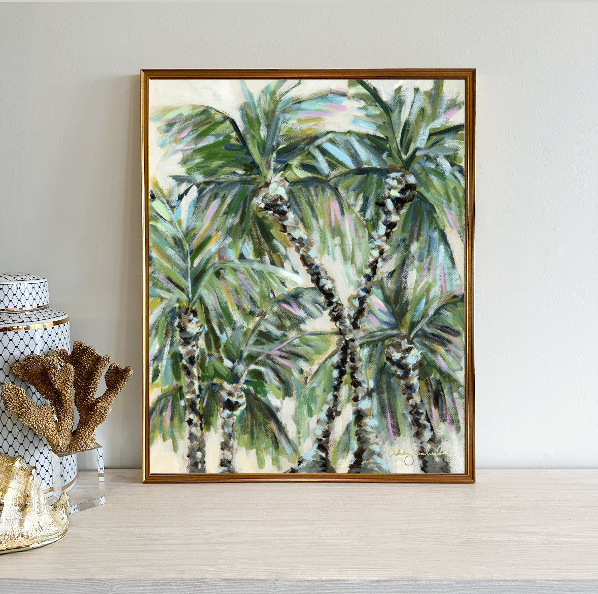 "Dancing Palms” Framed Canvas Print