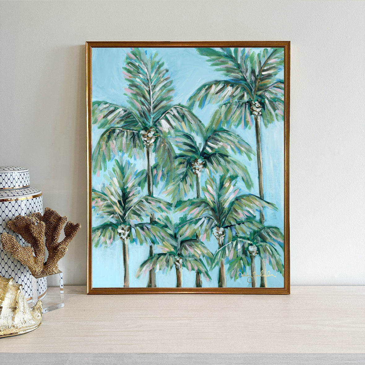 "Blueberry Palms” Framed Canvas Print