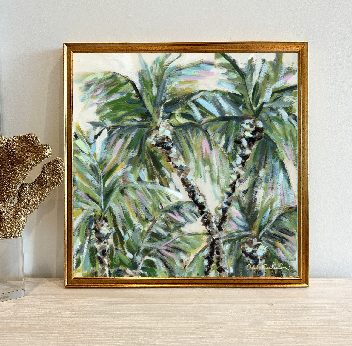 "Dancing Palms” Framed Canvas Print
