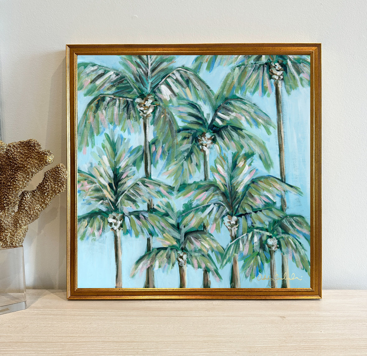 "Blueberry Palms” Framed Canvas Print