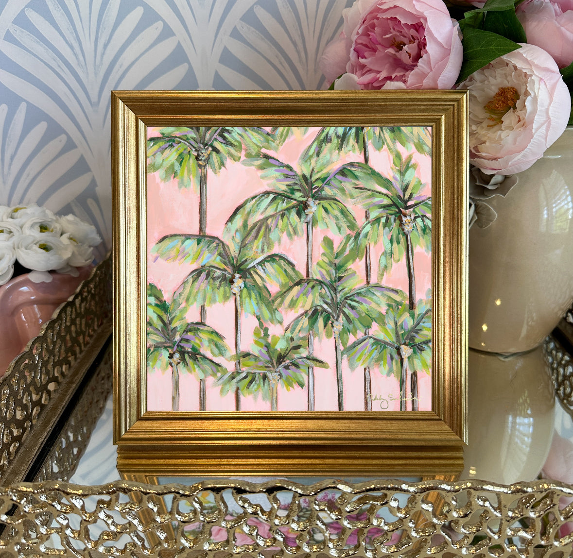 "Pretty Little Palms” Framed Canvas Print