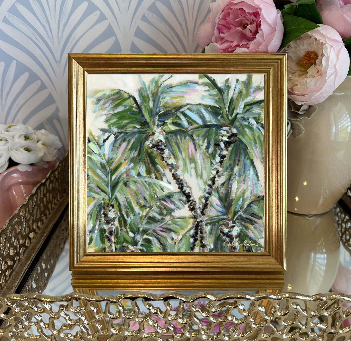 "Dancing Palms” Framed Canvas Print