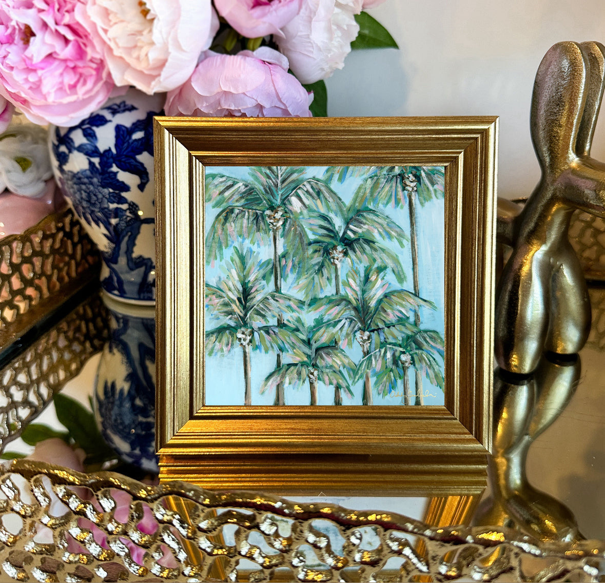 "Blueberry Palms” Framed Canvas Print