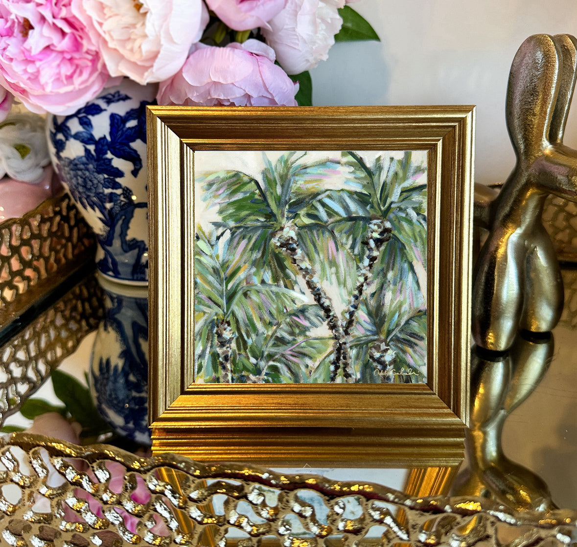 "Dancing Palms” Framed Canvas Print