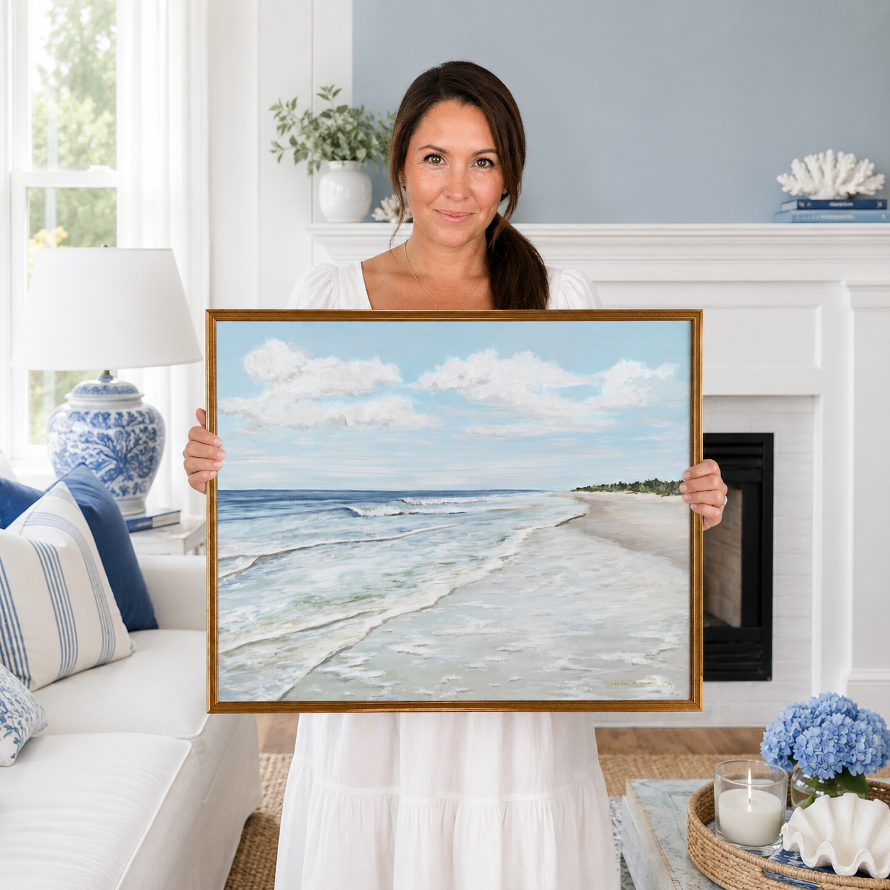 "Walk On The Beach" Signature Canvas Print