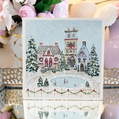 Snowflake Village | Original Acrylic Painting – Framed