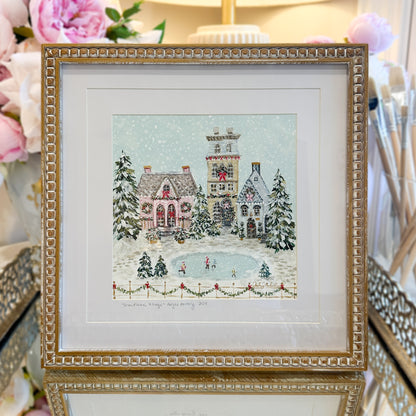 Snowflake Village | Original Acrylic Painting – Framed