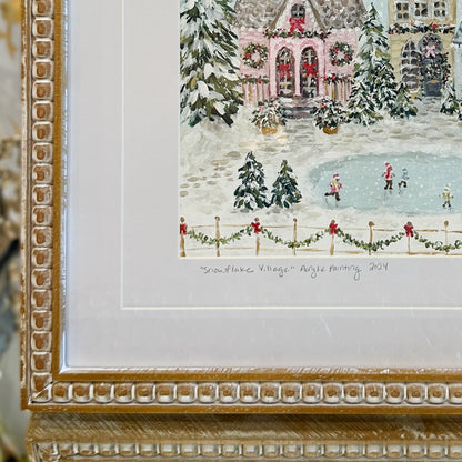 Snowflake Village | Original Acrylic Painting – Framed